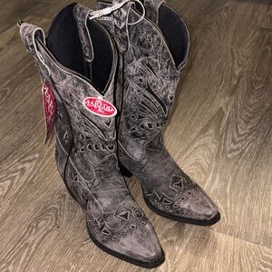 Laredo Charcoal Patterned Heeled Boots